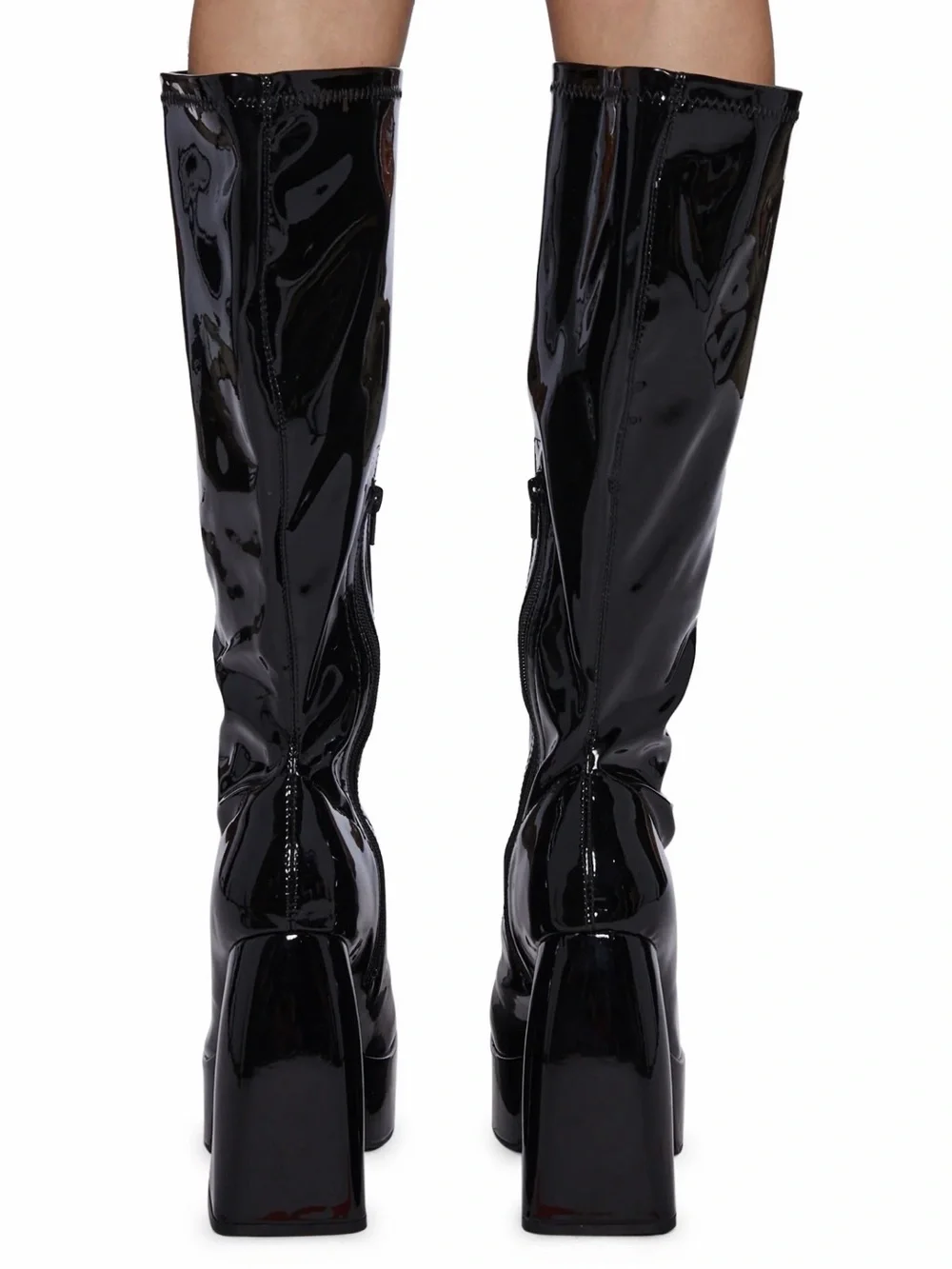 Black Platform Knee High Boots Wide Fit